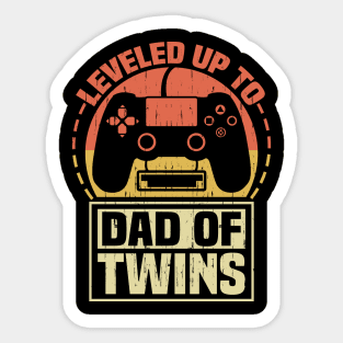 Gamer Dad Fathers Day Leveled Up To Dad Of Twins Vintage Sticker